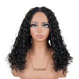 HD Full Lace Hand-tied Knotless Boho Box Braided With Curls Wear Go Glueless Wig Natural Black