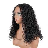 HD Full Lace Hand-tied Knotless Boho Box Braided With Curls Wear Go Glueless Wig Natural Black