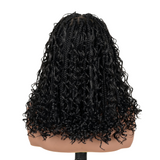 HD Full Lace Hand-tied Knotless Boho Box Braided With Curls Wear Go Glueless Wig Natural Black