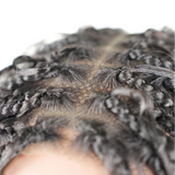 HD Full Lace Hand-tied Knotless Boho Box Braided With Curls Wear Go Glueless Wig Natural Black