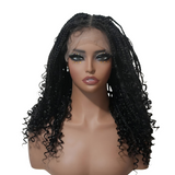 24" HD Vollspitzen-Boho-Box-Braided-Perücke Naturschwarz + Ombre Braun (Sonderangebot)