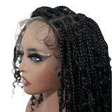 24" HD Vollspitzen-Boho-Box-Braided-Perücke Naturschwarz + Ombre Braun (Sonderangebot)