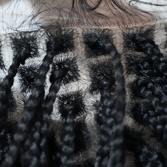 24" HD Vollspitzen-Boho-Box-Braided-Perücke Naturschwarz + Ombre Braun (Sonderangebot)