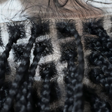 24" HD Vollspitzen-Boho-Box-Braided-Perücke Naturschwarz + Ombre Braun (Sonderangebot)