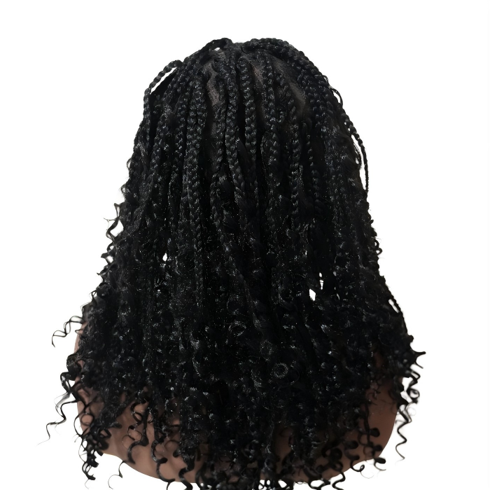 24" HD Vollspitzen-Boho-Box-Braided-Perücke Naturschwarz + Ombre Braun (Sonderangebot)