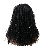 24" HD Vollspitzen-Boho-Box-Braided-Perücke Naturschwarz + Ombre Braun (Sonderangebot)