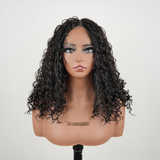HD Full Lace Hand-tied Knotless Boho Box Braided With Curls Wear Go Glueless Wig Natural Black