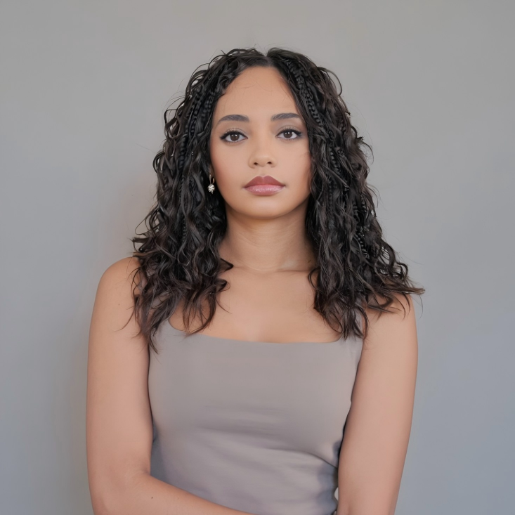 HD Full Lace Hand-tied Knotless Boho Box Braided With Curls Wear Go Glueless Wig Natural Black