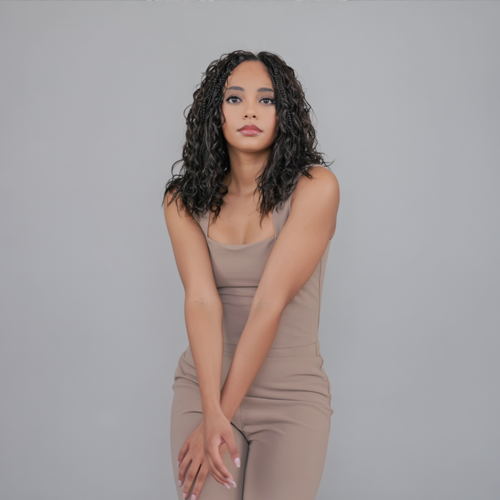 HD Full Lace Hand-tied Knotless Boho Box Braided With Curls Wear Go Glueless Wig Natural Black