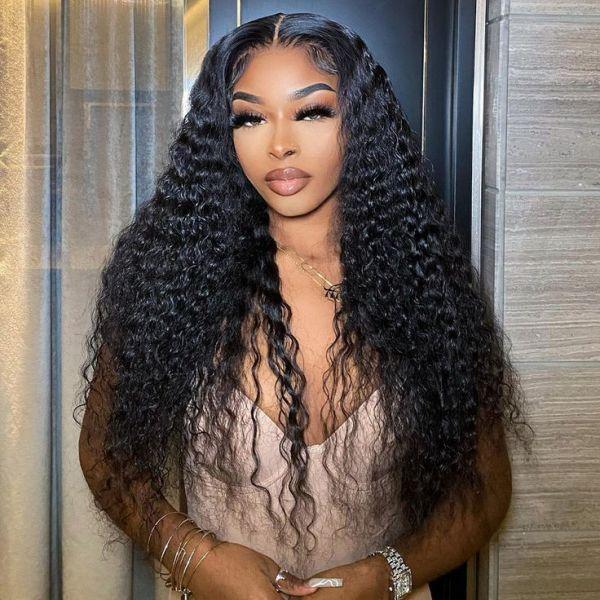 Deep Wave closure Human Hair deals Wig