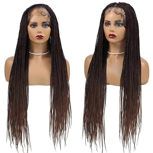 360° HD Full Lace Knotless Box Braids Human Straight Hair Ombre Honey Blonde