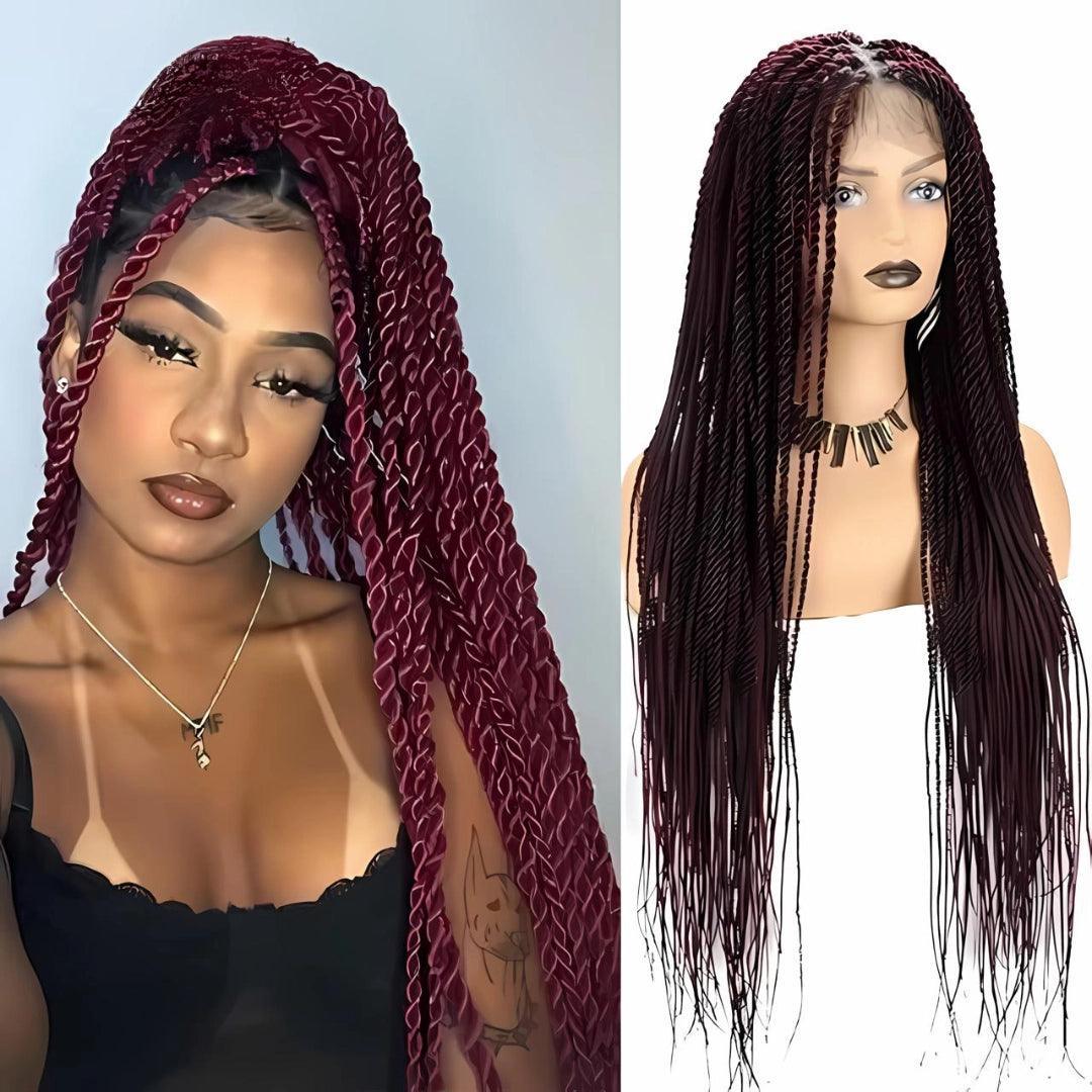 360° HD Full Lace Knotless Box Braids Human Straight Hair Natural Black