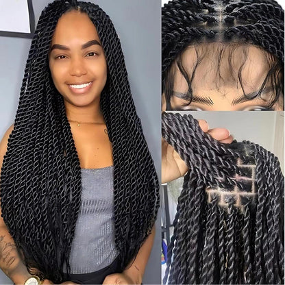 360° HD Full Lace Knotless Box Braids Human Straight Hair Natural Black