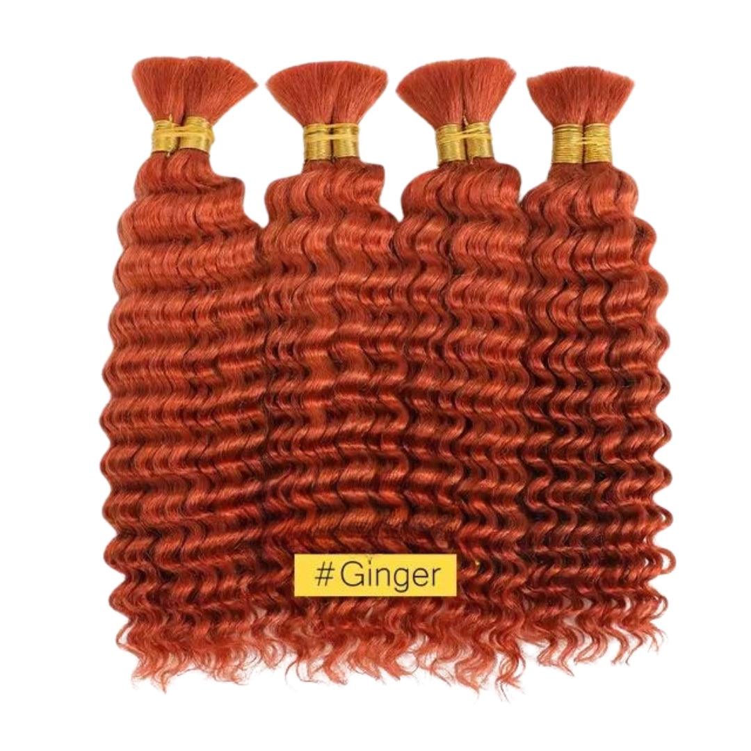 2 Bundles Deep Wave Bulk Hair For Boho Braiding Ginger