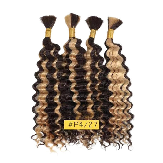 2 Bundles Deep Wave Bulk Hair For Braiding Highlight