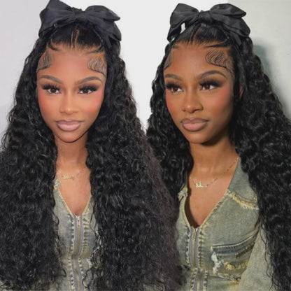 Ready To Go Wigs Water Wave Human Braiding Hair 13x4 Pre-Everything Lace Front Wigs